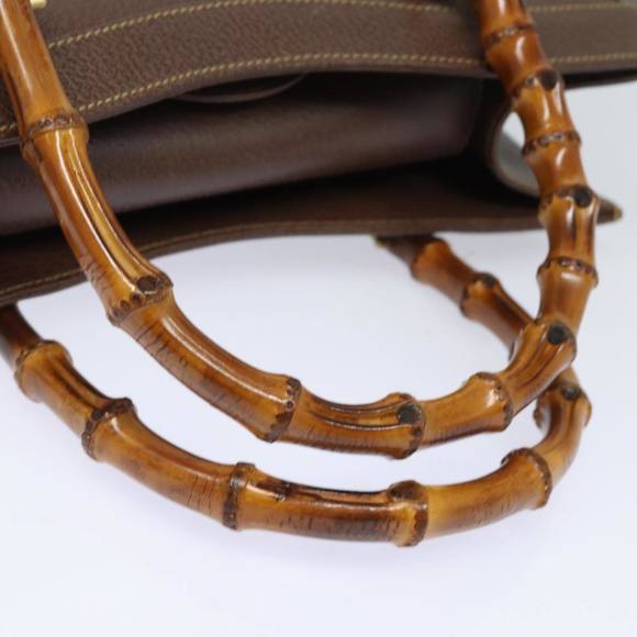 GUCCI Bamboo Hand Bag Leather Brown 002 2853 0260 0 Auth ep4626 - Picture 7 of 16